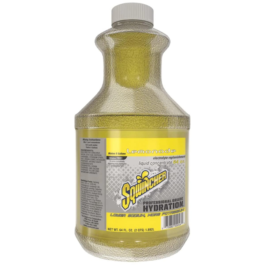 Sqwincher液体集中 柠檬汁 火焰 低卡路里 低钠 电解液 水分 饮料 混合 5 Gallons of Beverage QQ 64 oz (Pack of 6)