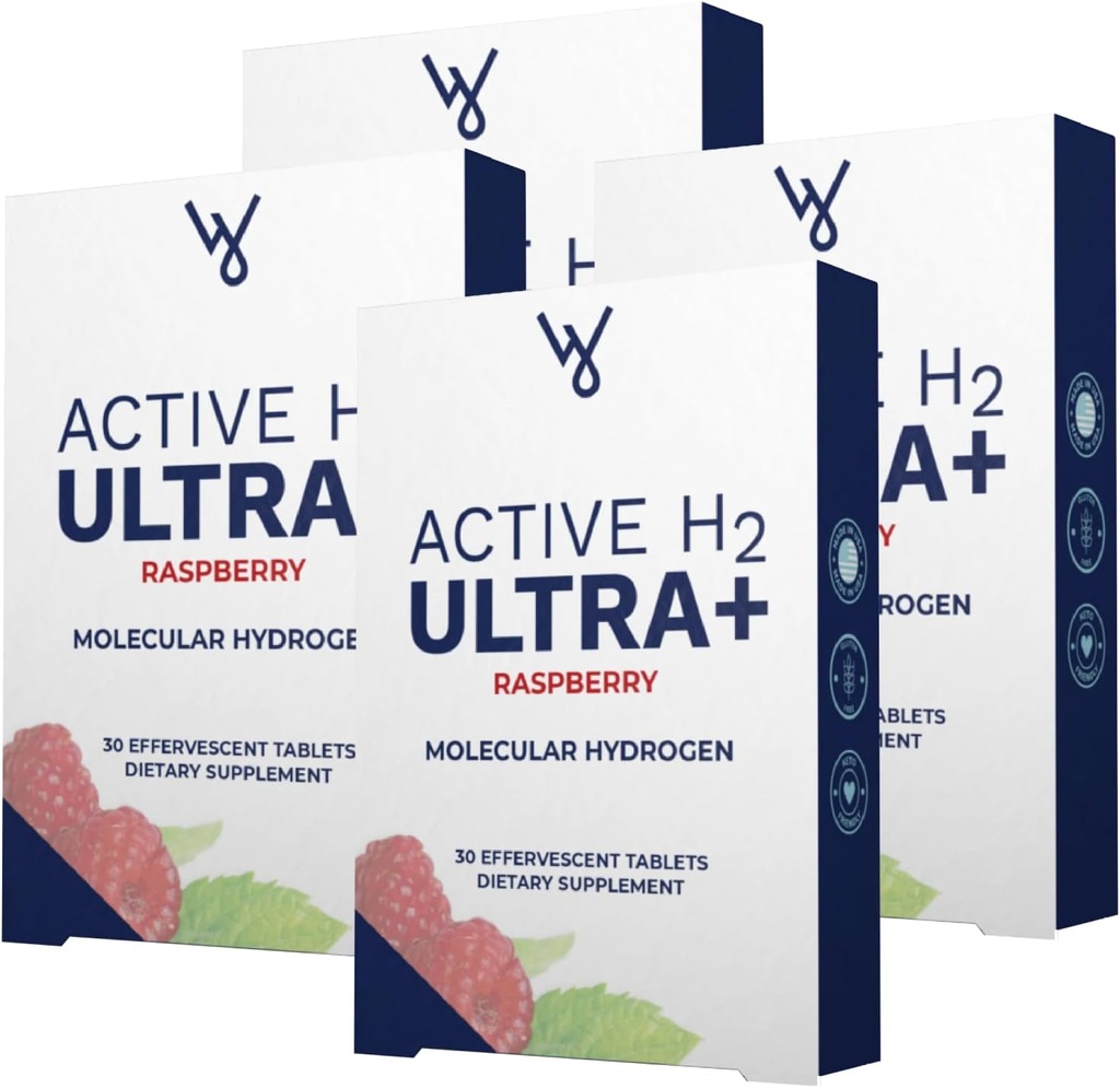 活性H2 Ultra+氢水片,天然树莓. 优化健康、支持豁免和平衡抗氧化剂与分子氢的惠益