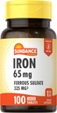 Sundance Iron Surrous Sulfate 325mg ×100 平板电脑 植物学 非GMO 和 Gluten Free
