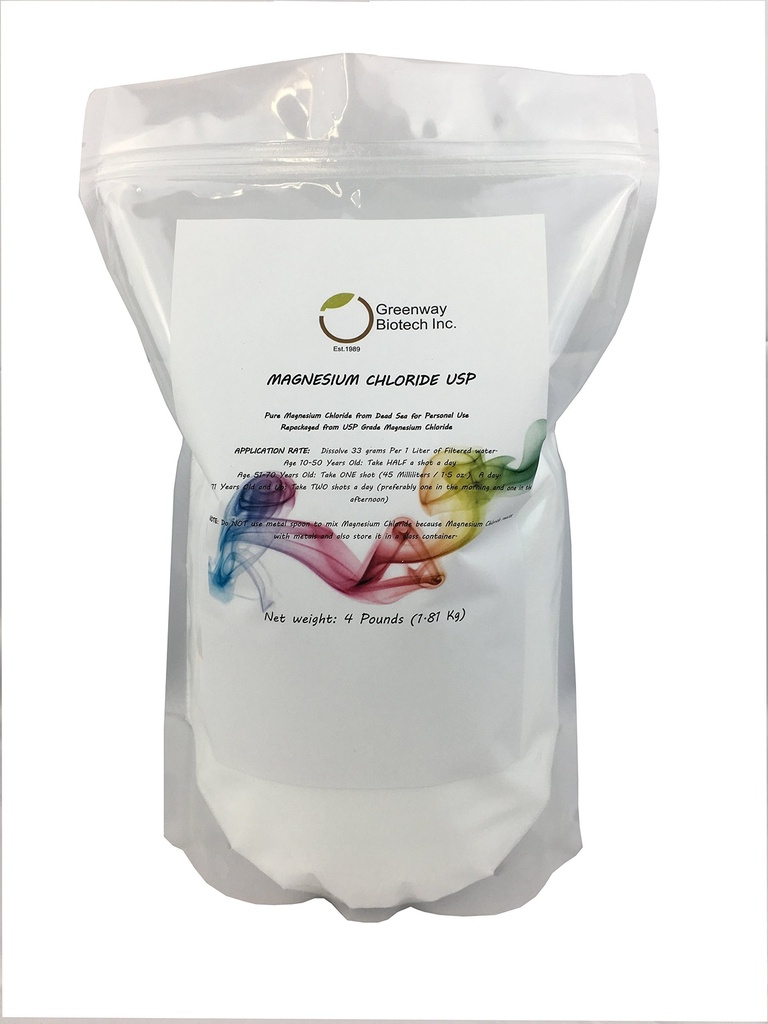 Greenway生物技术公司,氯镁USP 100%食用Cloruro de Magnesio Comestible Powder(药用级)-(4英镑)