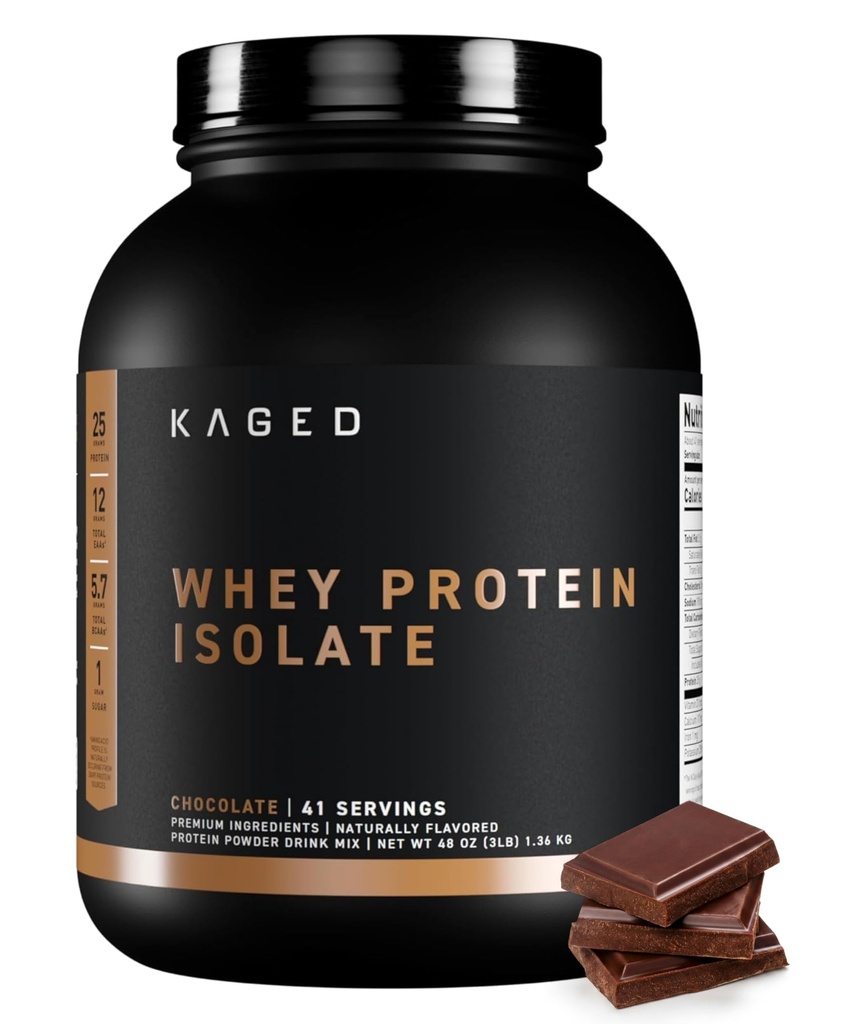 Kaged Whey蛋白蛋白隔离粉 巧克力 100%纯度低乳糖 Whey 100% 工作后恢复饮料 支持肌肉建筑 – 男女补充 – 41 服务