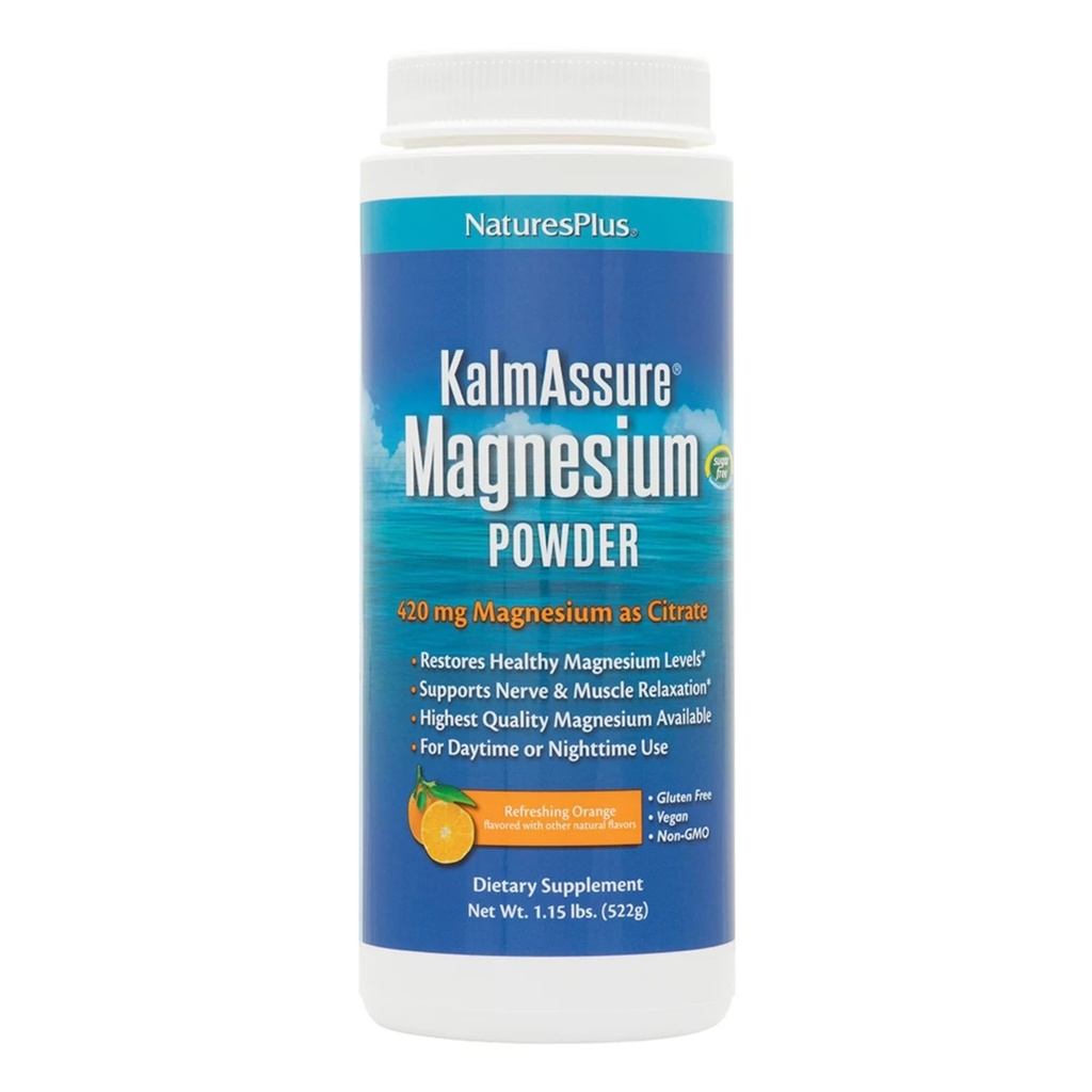Natures Plus KalmAssure 镁粉 - 1.15磅,包2 - 橙色火焰 - 支持Nerve和肌肉放松 - 非GMO,Gluten Free, Vegan - 120 总服务