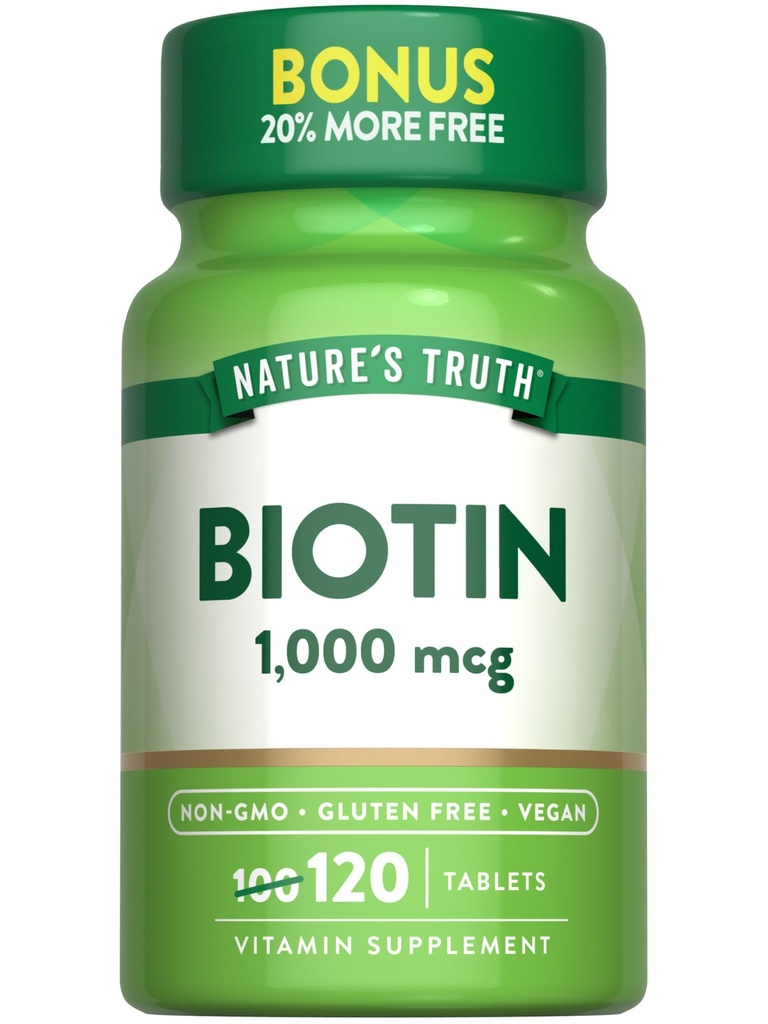 Nature's Truth Biotin 1000mcg → 120 平板电脑 → Vegan, Non-GMO, Gluten Free Supplement