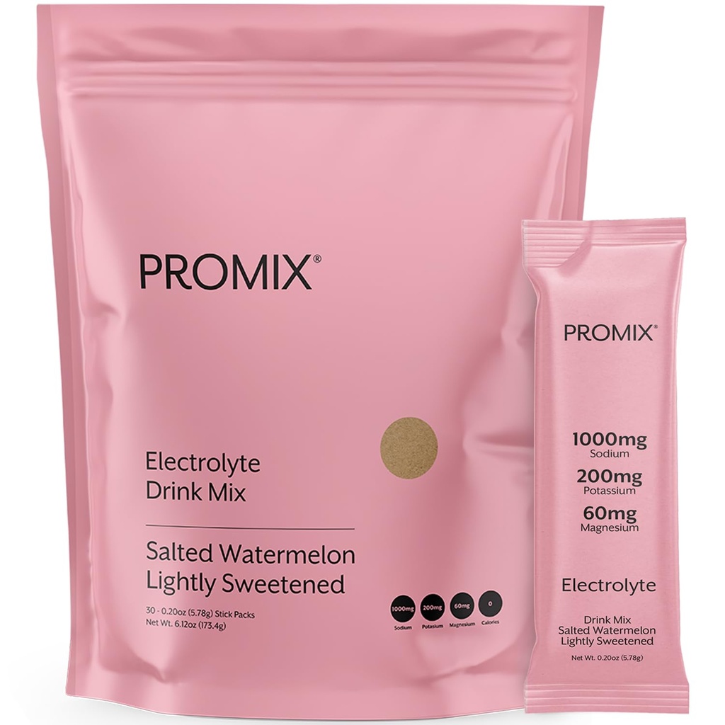ProMix 营养 电解质 粉末水解包 - 喜马拉雅粉色盐,镁,钾,维生素 C - 盐西瓜,淡甜 - 30种服务(30包)