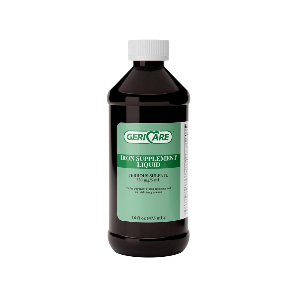 GeriCare 220 高潜力液态铁 + 成人液态铁 → 贫血症和缺铁 → 220 mg 铁 / 5mL 剂量。 (Pack of 1)