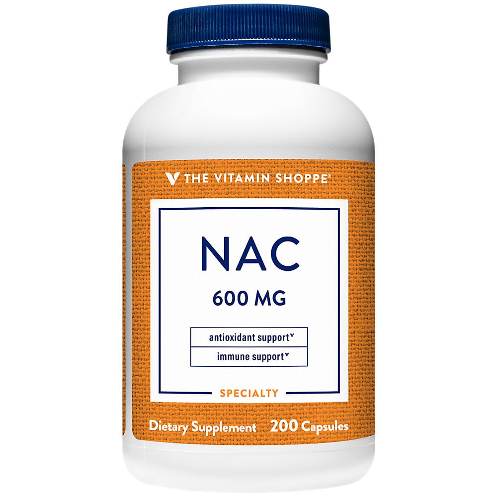 维生素店 NAC N-乙酰-L-Cysteine - 促进纤维素健康、免疫和抗氧化剂支持 - 600 MG(200 Capsules)