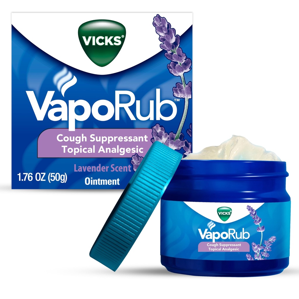 Vicks VapoRub、拉凡德·森特、Cough Spent、Topical Chest Rub & Analgesic Ointment、医用Viks Vapors、因寒、痛和疼痛而咳嗽的救济,1.76oz