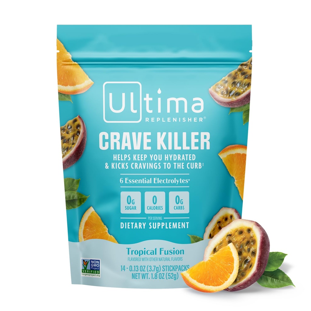 Ultima 补充者 Crave Killer 和 电解剂 Powder – 热带聚变, 14 Stickpacks – 水解包 踢到弯曲