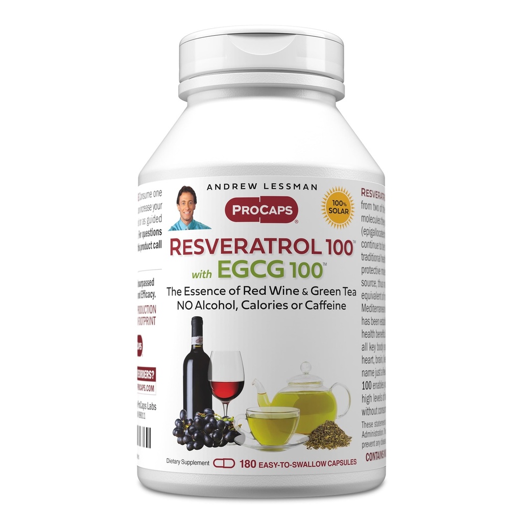Andrew Lessman Resveratrol-100 EGCG 100mg - 180 Capsules - 两种天然抗氧化剂,无酒精或咖啡因.