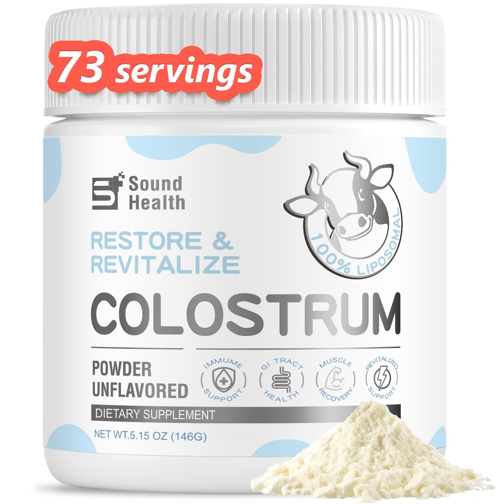 Colostrum Supplement Powder for Humans - Organic Bovine Colostrum Supplement for Gut Health, Hair Growth, Beauty, and Immune Support - Unflavored (73 Servings)