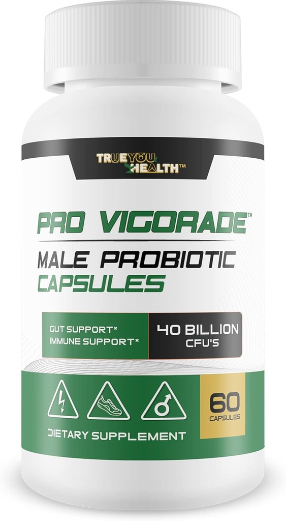 Probiotic Vigorade - Pro Vigorade Male Probiotic Capsules - Male Health Support Probiotic Formula - Gut Support - Natural Immune Support - 40 Billion CFU’S of Premium Health Supporting Probiotics
