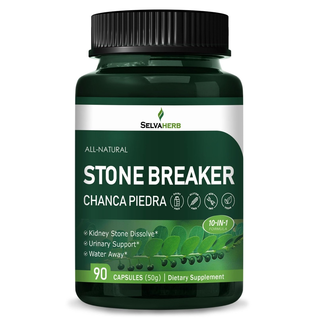 断石器(Chanca Piedra) 肾结石溶解法 Capsules for Kidney Stone Solve, Urinary Support & Water Away Herbal 补充法 w/Horsetail Uva Ursi Goldinrod Dandelion Cat's Claw 提取法 90 计数