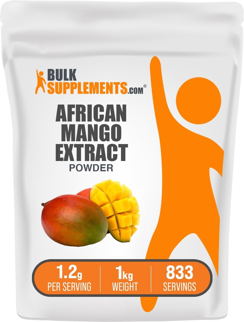 Bulk Assupports.com African Mango 提取粉末 - Irvingia Gabonensis, African Mango 粉末 - Gluten Free, 1.2g / service, 1kg (2.2磅) (一袋)