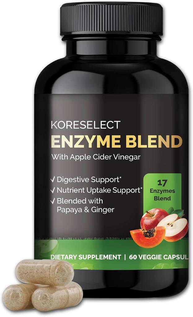 17 Enzyme Blend for Digestive Gut Health Support Supplies, Immune Support, Bloating & Gas Relief, Nutrient 吸附剂,配有苹果苹果苹果醋醋,姜,木瓜-60 Capsules