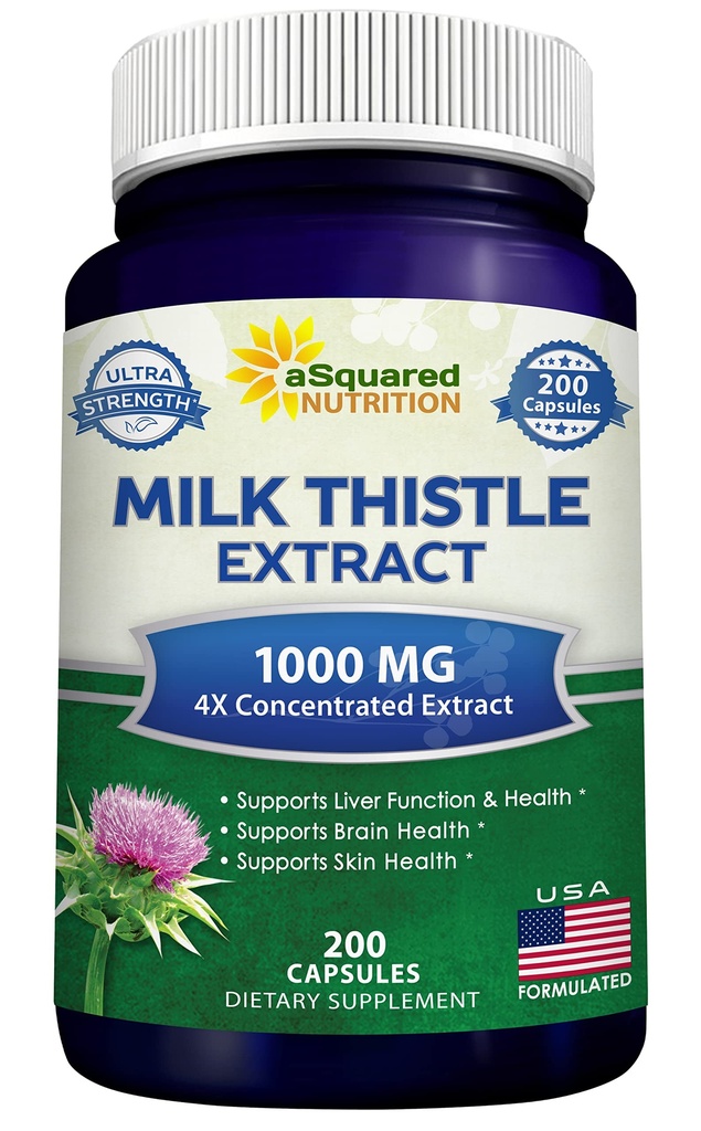 Milk Thistle Supplement - 200 Capsules - Silymarin Extract for Liver Detox