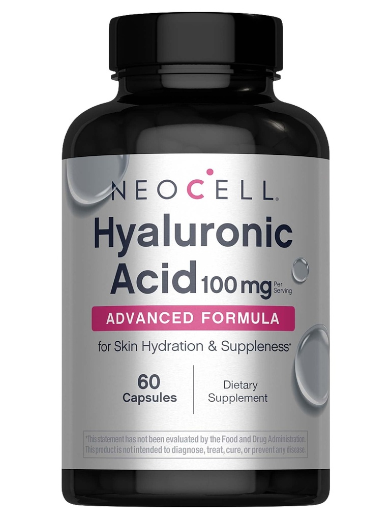 NeoCell Hyaluronic Acid Capsules, 基本润滑剂, 支持组织水分, Gluten Free, 60 Count, 1瓶