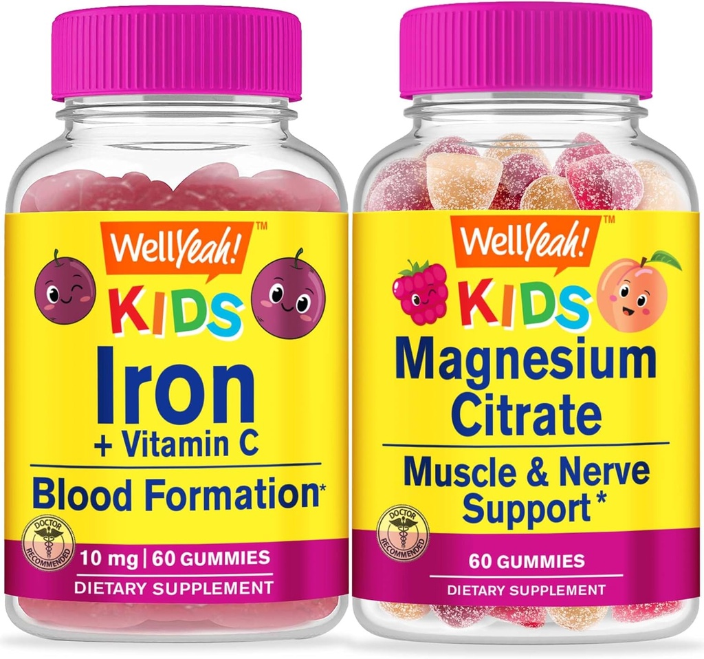 (原始内容存档于2018-03-26). Wellyeah Iron + Vitamin C Kids + Magnium Citrate Kids, Gummys Bundle - Great Tasting, Vitamin Supplement, Gluten Free, GMO Free, Chewwable Gummy (英语).