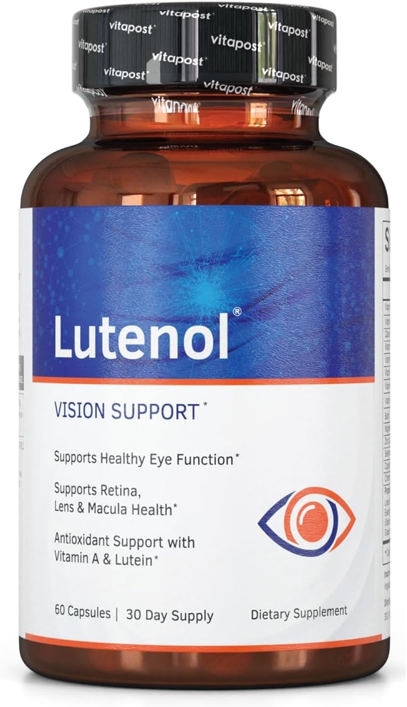 QQ 天然视觉支持 配有眼维生素,Lutein & Zeaxanthin,维生素A & Zinc 支持 Retina, Lens & Macula Health. 60个顶盖