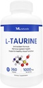 ML Naturals L-Taurine 1000 mg 360 Capsules. 99.9% 纯度 L-Taurine. 神经系统健康与抗氧化剂支持,NSF-验证 & cGMP-Compliant.