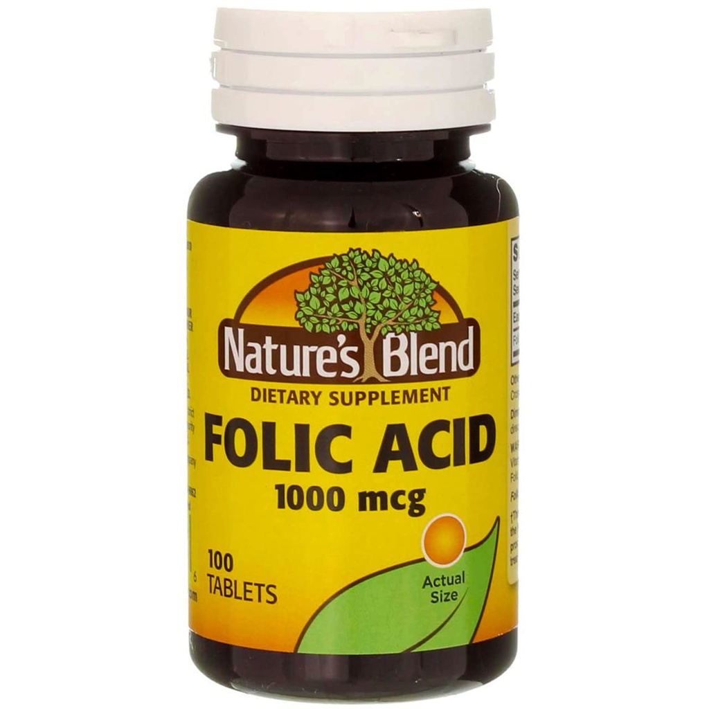 Nature's Blend Folic Acid 1000mcg 平板电脑 100 计(2 包)