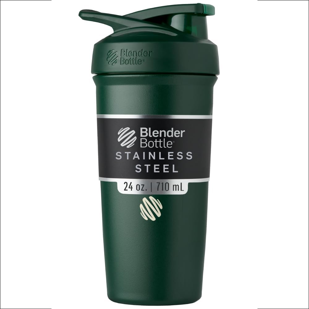 BlenderBottle Sport 绝缘无色钢摇摆瓶与Wire Whisk,24 Ounce, Forest – 蛋白质摇摆和水合物的水合物 运动与健身 Enthusiasts, Easy Mixing, Keeps drinks Cold, Lockable Lid