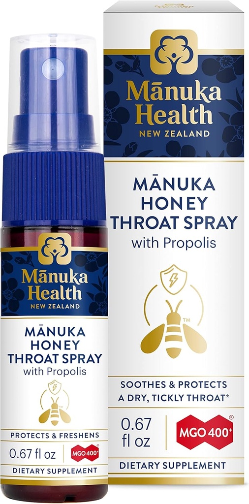 MANUKA 健康、Manuka 蜜喉喷洒与Propolis.67 fl oz、保护与新鲜、MGO 400+、BIO30 新西兰Propolis