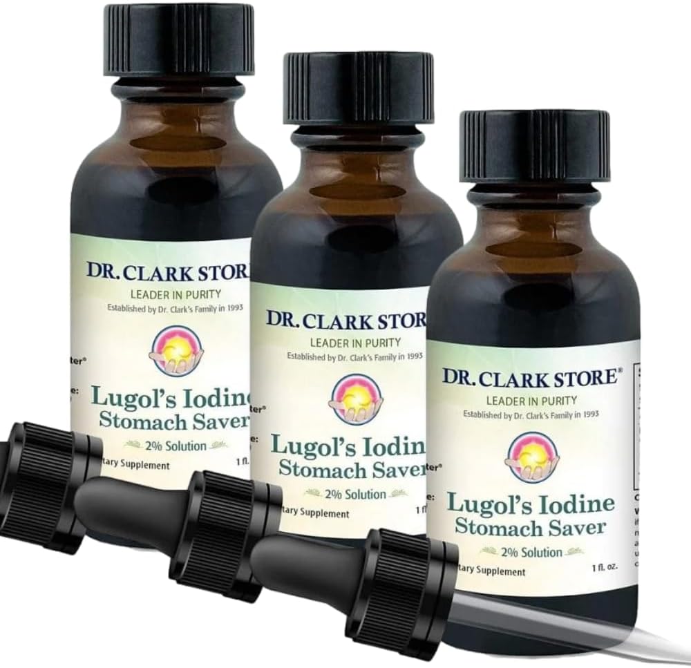 Clark Lugol博士的2 % 碘溶液 -- -- 水分和2 % 颗粒碘 -- -- 天然胃部的救济和保健 -- -- 1 f. Oz 带有滴水器 3 Pack