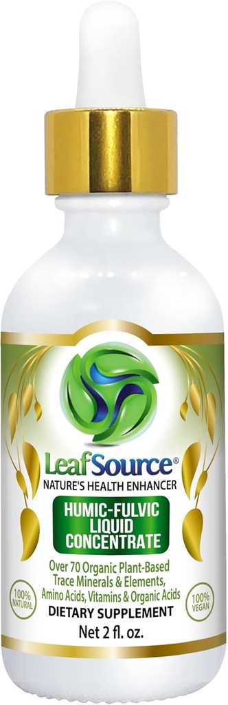 LEAFS UNURCE Humic Fulvic Liquid 2oz Trace Minerals with Electrolytes Collagen Vitamins Superior Humic to Fulvic Prat More Energy Gut Health 联合健康免疫支持 180 水压