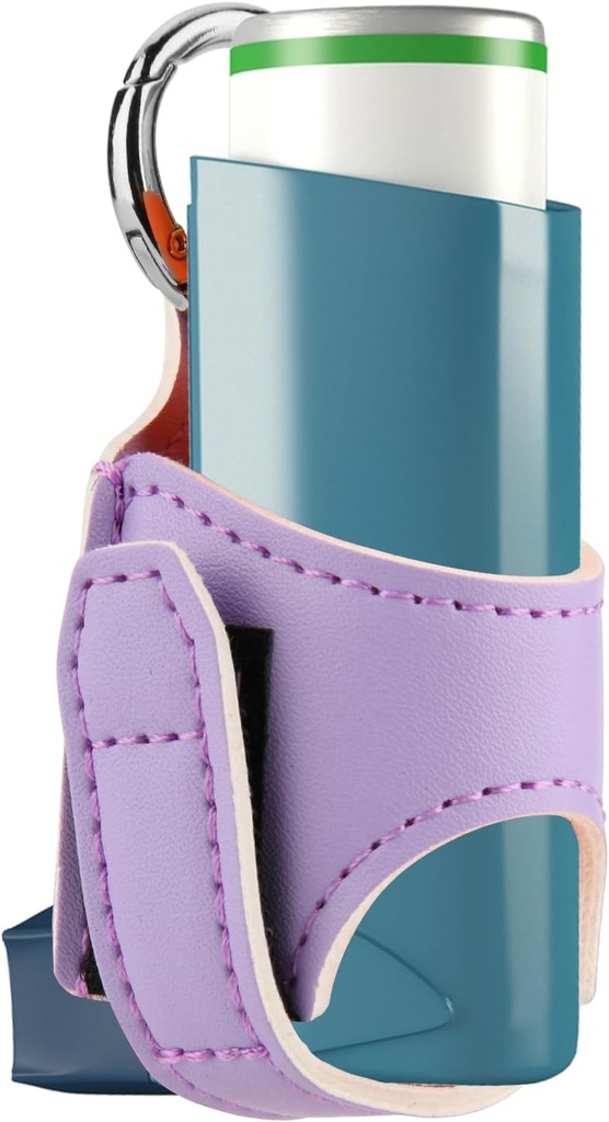 美容师 Asthma Inhaler Holder PU 成人和孩子的皮革旅行手持者, Inhaler 不包含