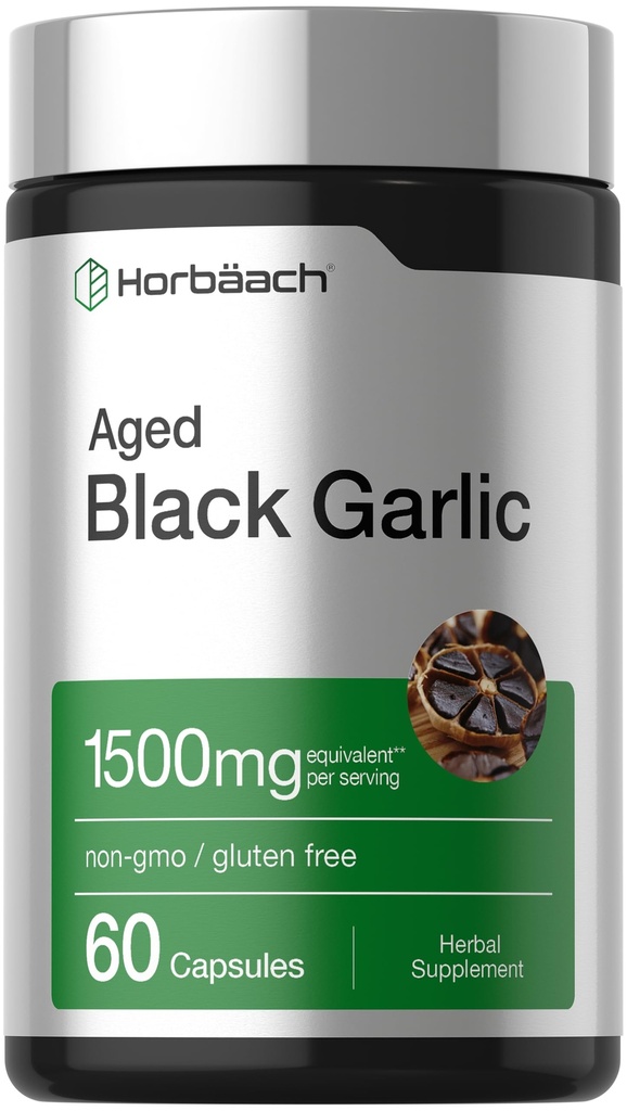 Horbäach Aged Garlic 提取卡普苏莱斯 1500mg | 60 Counter | 发酵的补编 | Non-GMO, Gluten Free