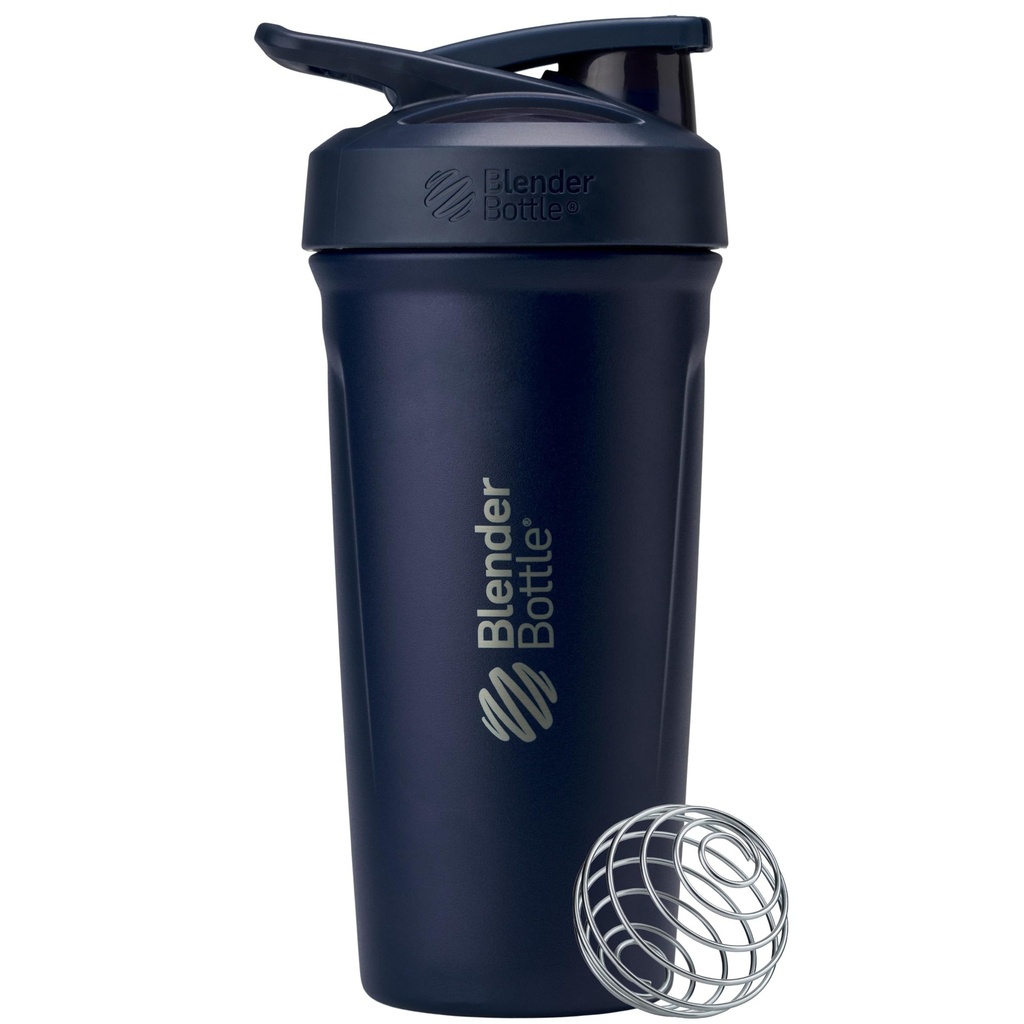 BlenderBottle Sport 绝缘无色钢摇摆瓶与Wire Whisk,24 Ounce, 海军 – 运动员和适身性运动的蛋白质摇摆和水力学, 易混合, 保持饮用冷, 可锁定的 Lid