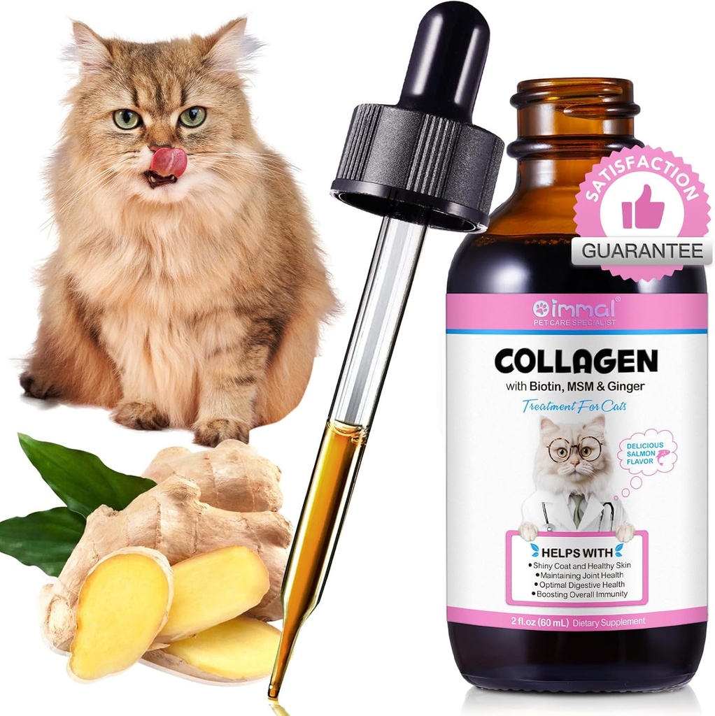 Collagen for Cats 2 f.oz, Liquid Collagen for Cats Drops, Premium grass-fed Collagens for Cat Skin and Coat Supplement, Itch Relief for Cat with Alergies unit, 配有 Bovine Collagens, Biotin, MSM 配有: 猫皮和大熊皮, 猫过敏性减缩剂, 波维娜 Collagens, Biotin, MSM