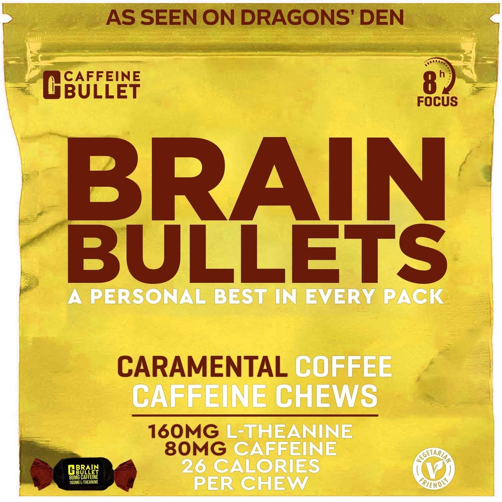 80mg Cafeine & 160mg L-Thenine Focus 增强能量 Chews (40 services) – 神经科学支持的诺诺氏堆积,智力敏锐和认知支持 QQ Caramel Frappe Flavor脑弹