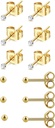 6Pirs 2mm/3mm 外科钢铁 假假皮针 Studs, 20G 14K 实金填充 Tiny Stud Earrings 套装多孔皮针(Cubic Zirconia, Pearl, Ball)