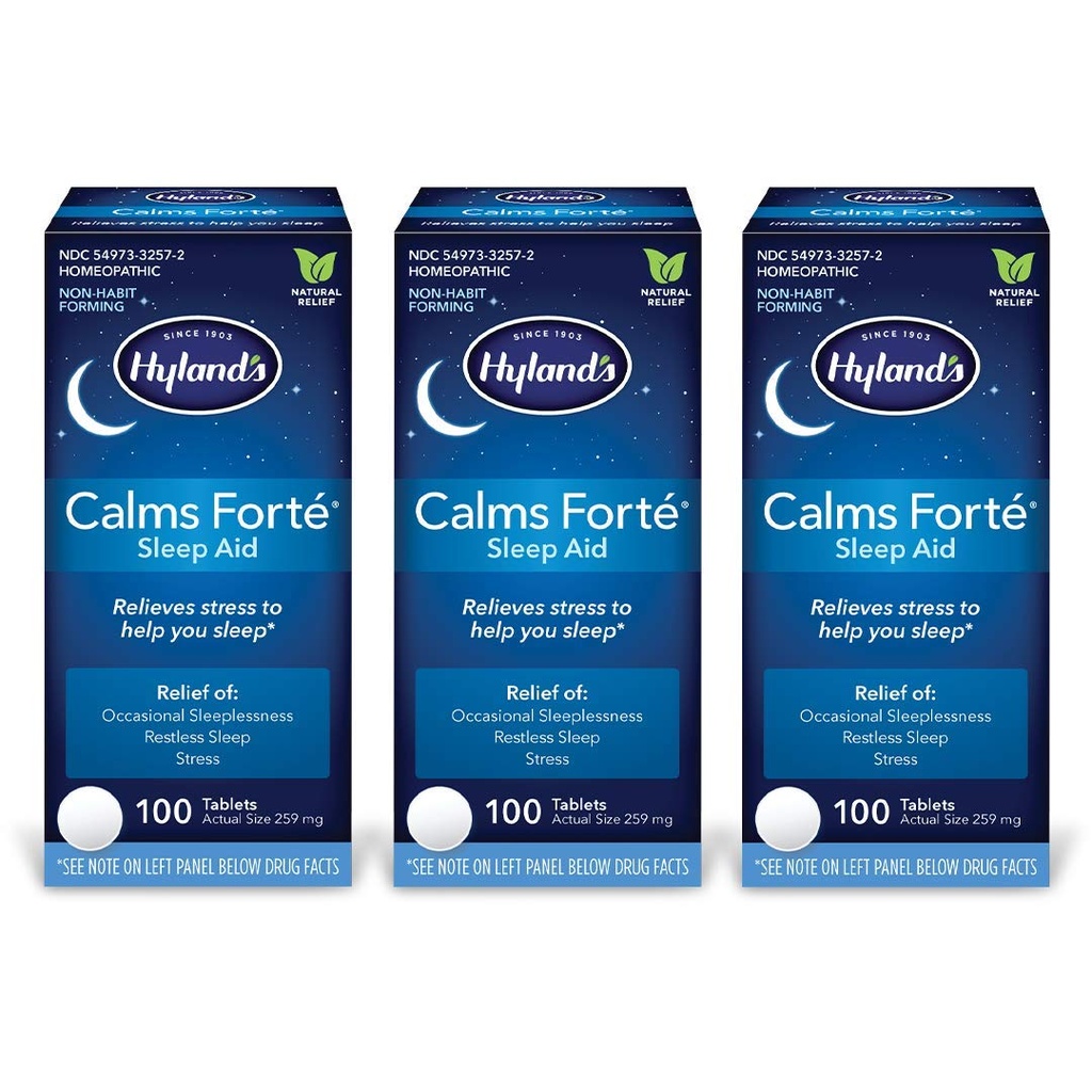 Hyland 的 Calms Forte 的睡眠援助牌匾, 神经紧张和偶尔失眠的自然救济, 100 Counter (Pack of 3)