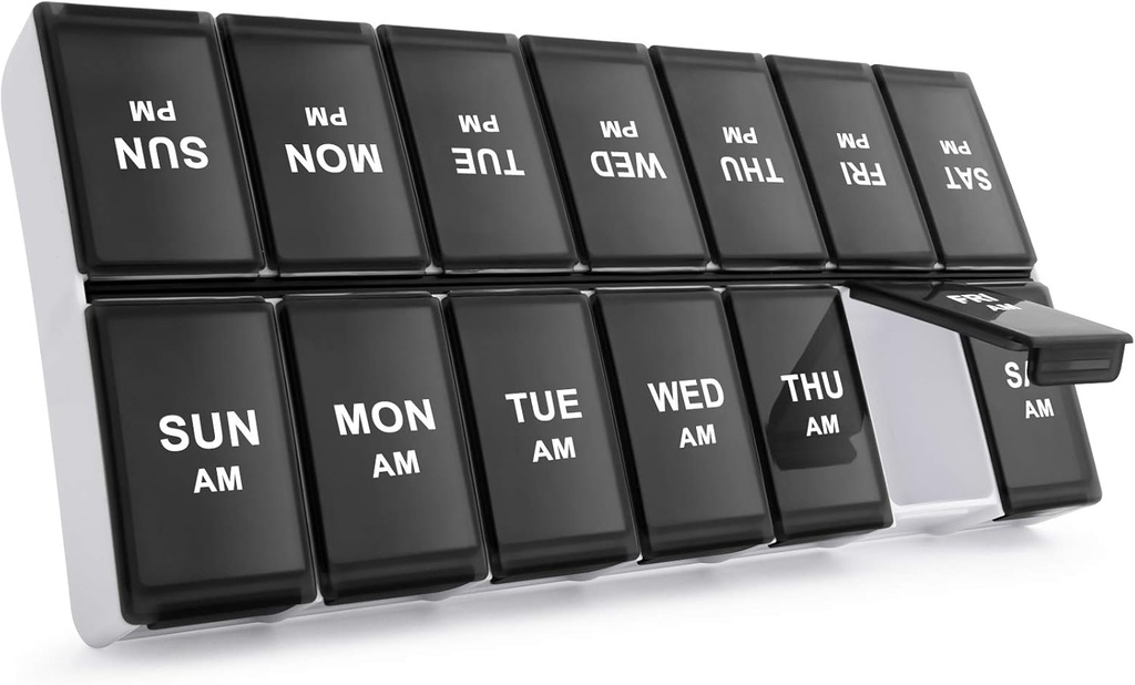 Sukuos周刊药丸组织者 2 Times A Day, 7 Day Pill Box AM Lige Daily Pill Case Vitamin Organizationer Pill Conference for Vitamins, Fish Oils, 增刊