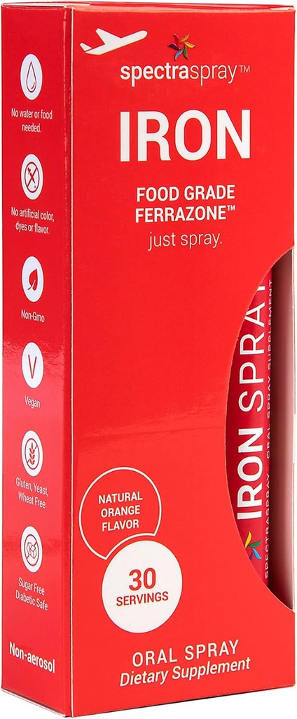 SpectraSpray Iron Daily Supplement, 3 mg / service - 口腔喷洒基本矿物铁,每喷洒30天供应, Vegan Gluten 免费和无转基因生物