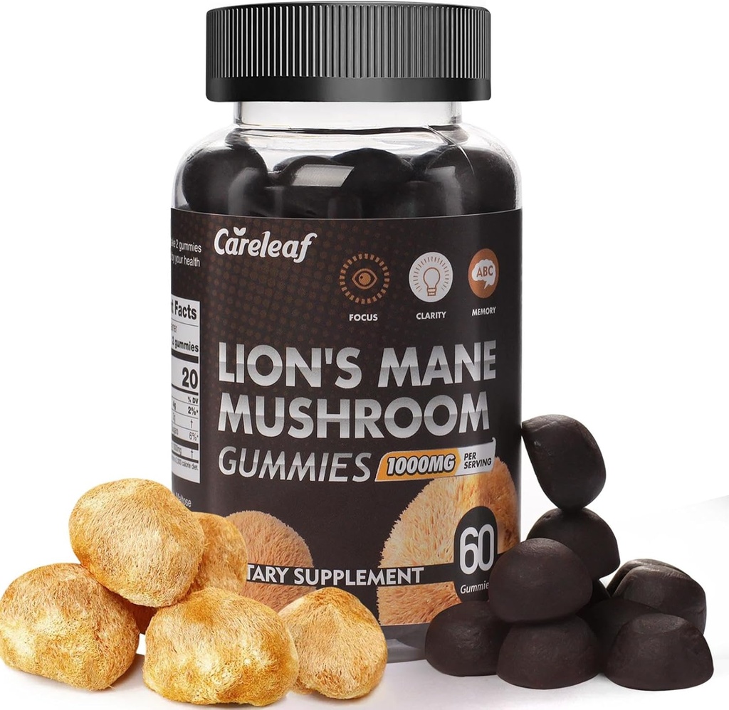 狮子马恩蘑菇 蘑菇 Gummys for Nootropic Brain 补充, 免疫支持, 压力救济蘑菇 补充 Berry Flavor 60 Count