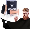胡子Grooming Kit for Men 4 in 1. 胡子刷和Comb Set 配有Messy Free Bib Apron,Mustache剪刀. 自然笔刷和双重动作Comb. 男子扫帚. 给丈夫的礼物,