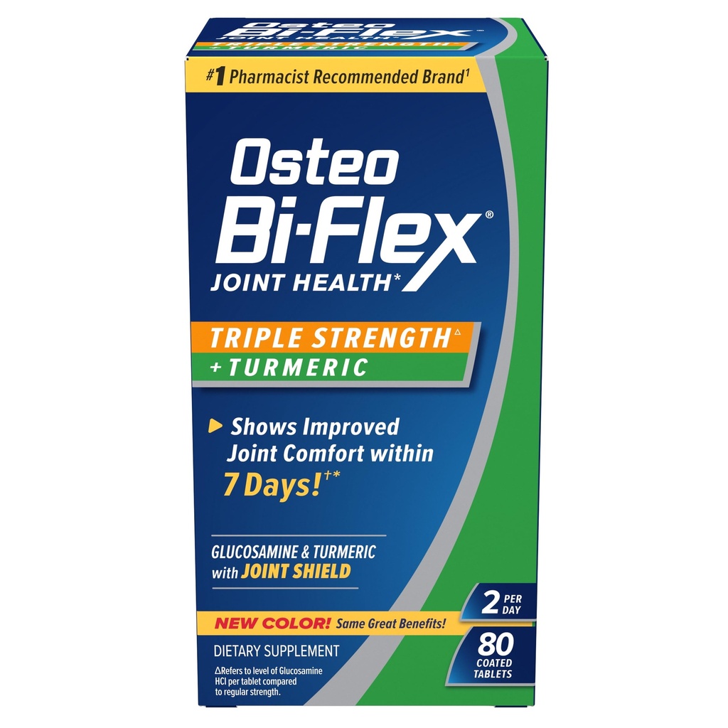 Osteo Bi-Flex Glucosamine 三重强度加涡面补充剂,联合支持和运动范围Crucumin,40天供应,80块合在一起的药片,联合健康营养补充剂