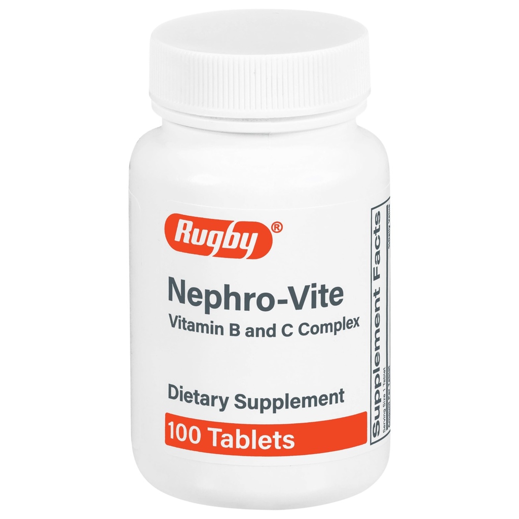 橄榄球 Nephro-Vite 维生素B和C 复杂片 - 膳食补充 - 100个计数(1包)