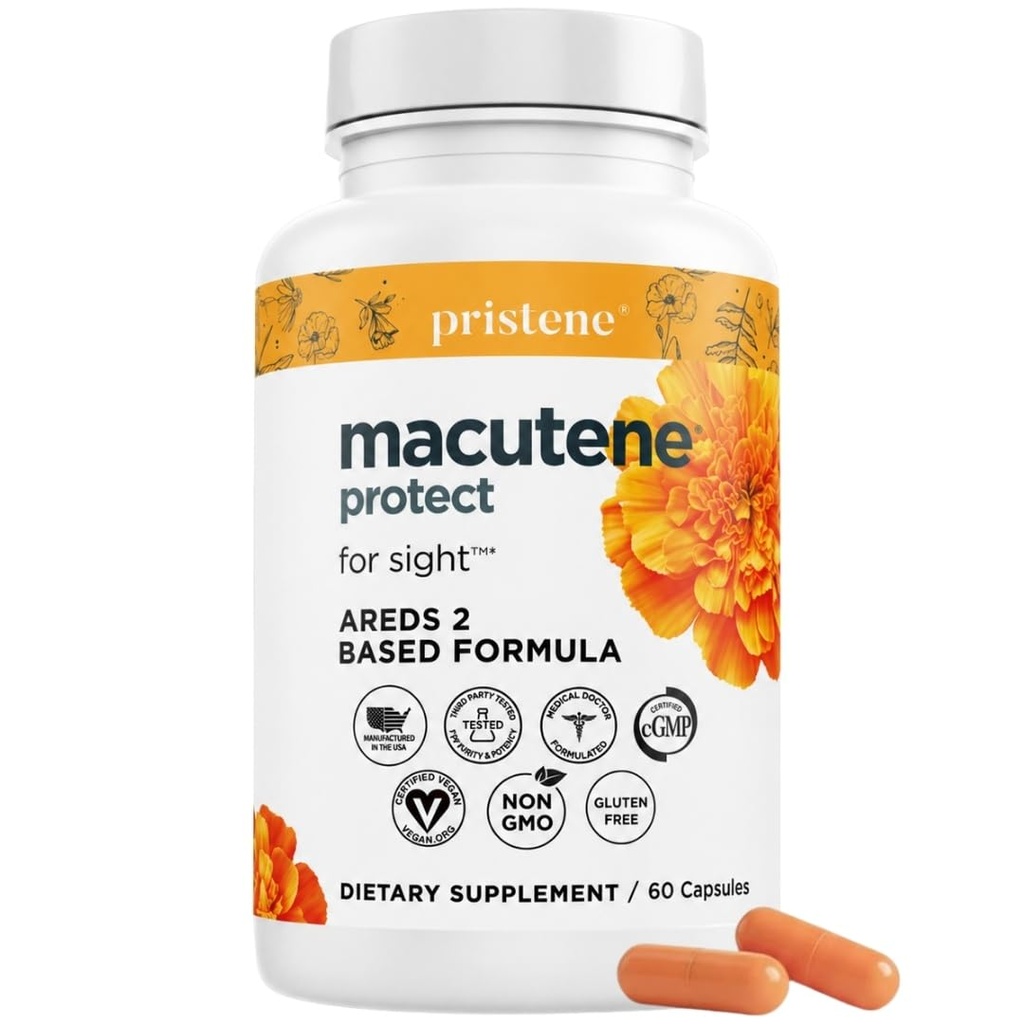 Macutane为Areds 2保护眼维生素,配有Lutein和Zeaxanthin补充品(25mg/5mg) – Doctor Producted Bilberry Supplement for Eyes, NSF 认证, Vegan (60 Capsules)