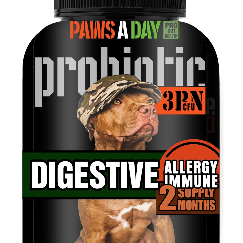 Army Soldier Owned Dog Probiotics for Yeast, Itchy Skin & Itchy Ears, Dog Allergy Relief, Digestive Health, Occasional Diarrhea & Immune Support, 3 Billion CFU, 60 Yummy Chewables