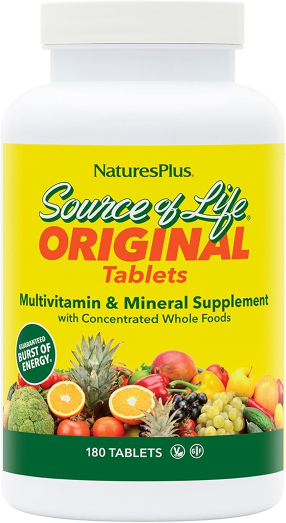 NaturesPlus 生活源头 - 180片,包2 - 多维生素和矿物补充 - 支持自然能源与整体福祉 - Gluten Free, Vegetarian - 40 总服务