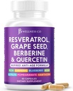 JB 健康Resveratrol 葡萄种子提取,柏柏尔林,奎尔西丁 - 与诺尼提取的男女多酚补充,N-乙酰Cysteine,阿凯提取-60 Capsules