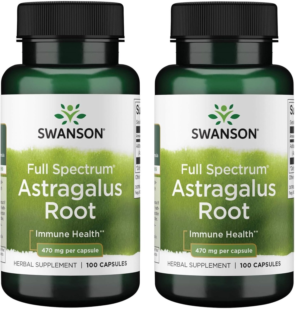 Swanson Astragalus Root - 草药补充剂促进免疫系统支持 - 自然公式支持心脏和肝脏健康 - (100 Capsules,每件470毫克) (2包)