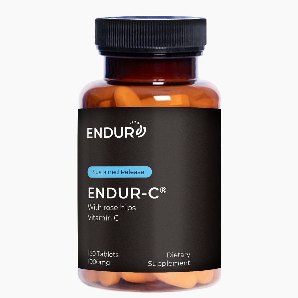 Endur ENDUR-C 维生素C 配有玫瑰皮,支持Collagen生产,抗氧化剂防护和Gentle Digestion,Gluten Free,1000mg(150片)
