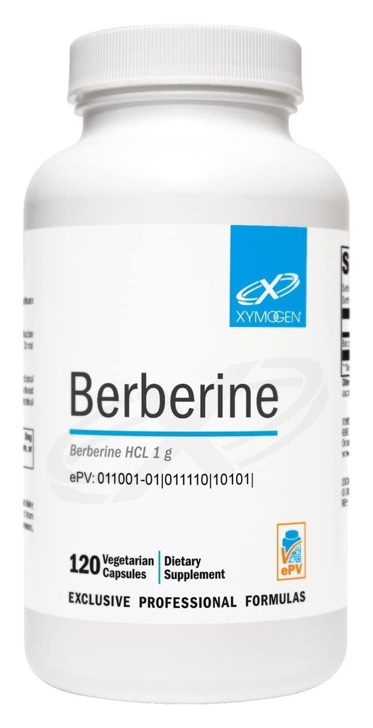XYMOGEN Berberine HCL 1000mg – 代谢和消化支持草药Berberine补充剂 - 推广利皮代谢,肠胃健康与免疫功能(120 Capsules)