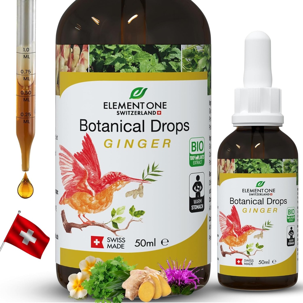 天然植物滴水-综合健康有机公式中的姜和消化酶,支持免疫系统,促进炎症缓解,增强血液循环(50毫升)