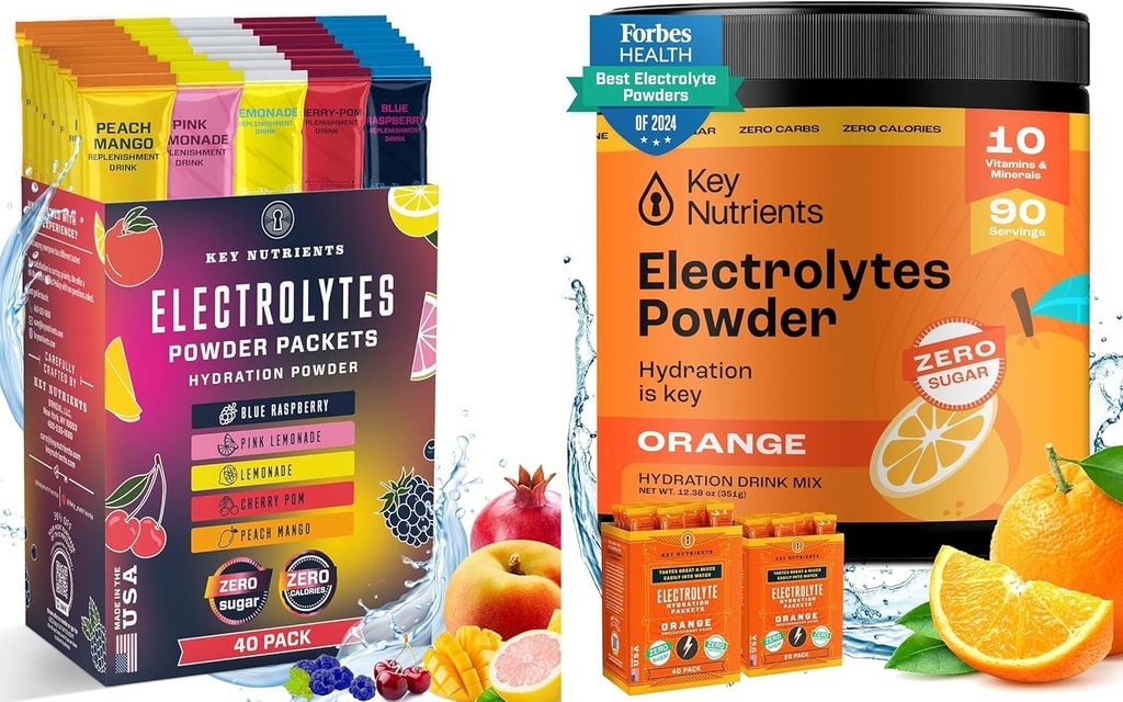 主要Nutrients 绝缘水解和回收包:40 Pack 多维特敏水解包和90 Pervices of Tangy Orange Electrolyte Powder - 无糖,无糖,Keto-Friendly